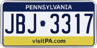 PA license plate JBJ3317