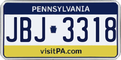 PA license plate JBJ3318