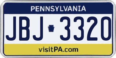 PA license plate JBJ3320