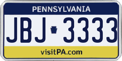 PA license plate JBJ3333