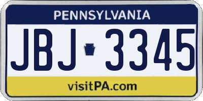 PA license plate JBJ3345