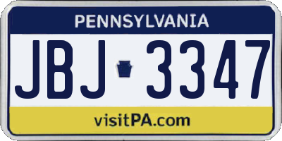 PA license plate JBJ3347