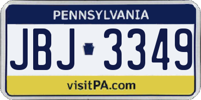 PA license plate JBJ3349