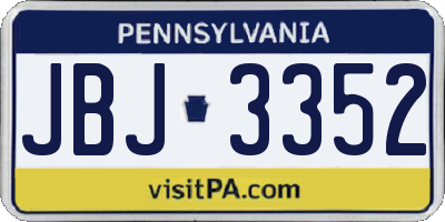 PA license plate JBJ3352