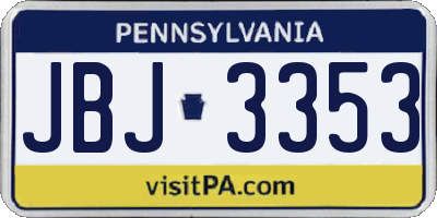 PA license plate JBJ3353