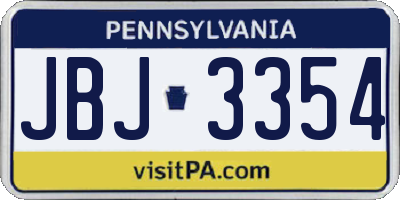 PA license plate JBJ3354