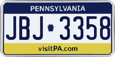 PA license plate JBJ3358