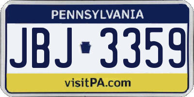 PA license plate JBJ3359