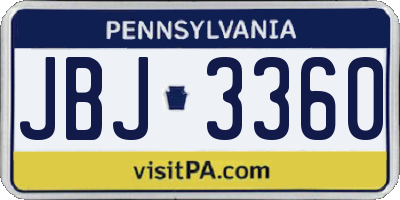 PA license plate JBJ3360