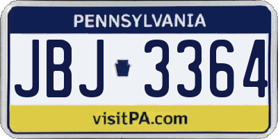 PA license plate JBJ3364