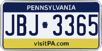 PA license plate JBJ3365