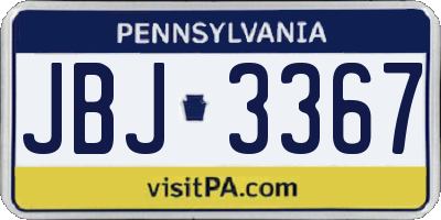 PA license plate JBJ3367