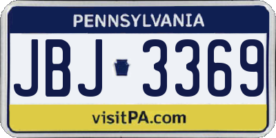 PA license plate JBJ3369