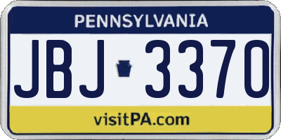 PA license plate JBJ3370