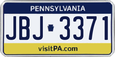 PA license plate JBJ3371
