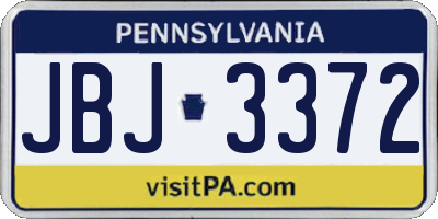 PA license plate JBJ3372