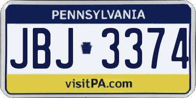 PA license plate JBJ3374