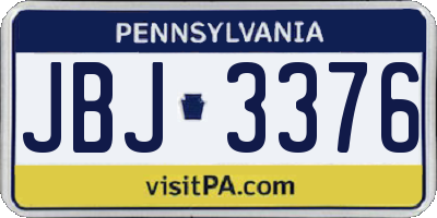 PA license plate JBJ3376