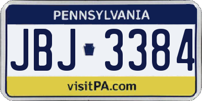 PA license plate JBJ3384