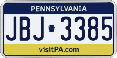 PA license plate JBJ3385
