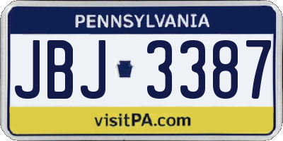 PA license plate JBJ3387