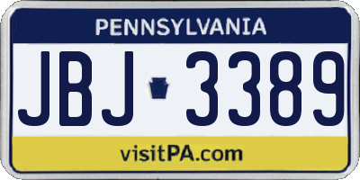 PA license plate JBJ3389