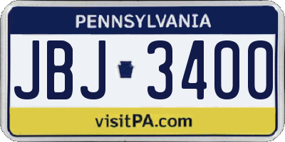 PA license plate JBJ3400