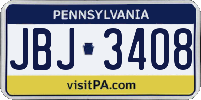 PA license plate JBJ3408
