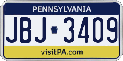 PA license plate JBJ3409