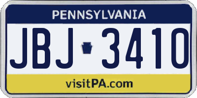 PA license plate JBJ3410