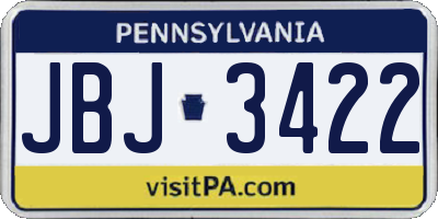 PA license plate JBJ3422