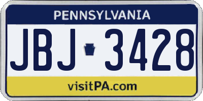 PA license plate JBJ3428