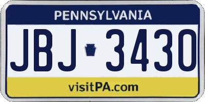 PA license plate JBJ3430