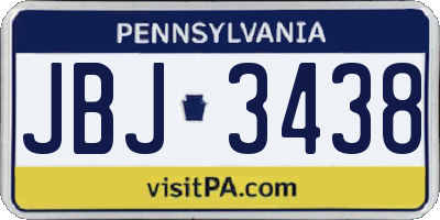 PA license plate JBJ3438