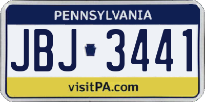 PA license plate JBJ3441