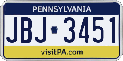PA license plate JBJ3451
