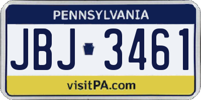 PA license plate JBJ3461