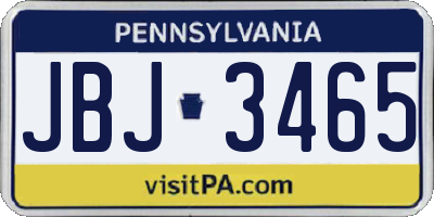 PA license plate JBJ3465