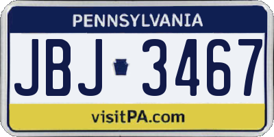 PA license plate JBJ3467