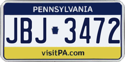 PA license plate JBJ3472
