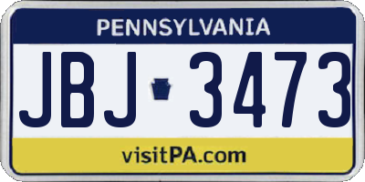 PA license plate JBJ3473