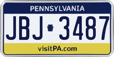 PA license plate JBJ3487