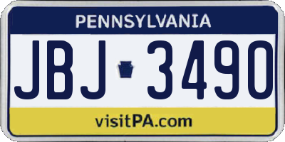 PA license plate JBJ3490
