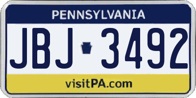 PA license plate JBJ3492
