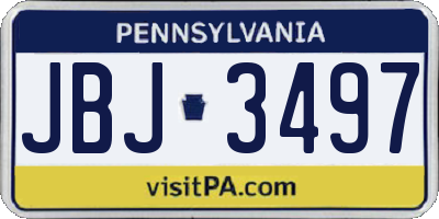 PA license plate JBJ3497