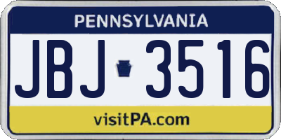 PA license plate JBJ3516