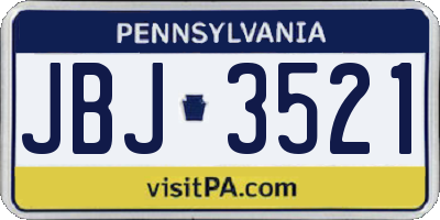 PA license plate JBJ3521
