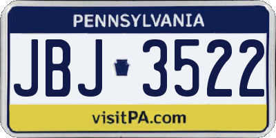 PA license plate JBJ3522