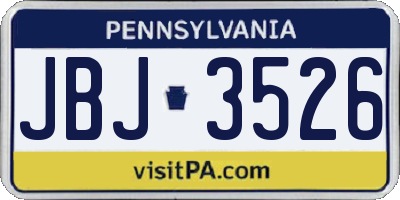 PA license plate JBJ3526