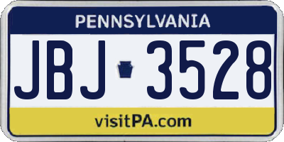 PA license plate JBJ3528
